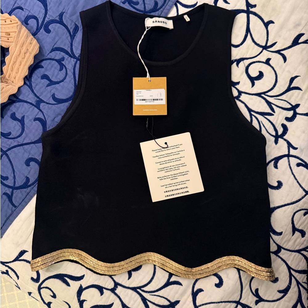 Sandro Black Top with Chain accent - Picture 4 of 4